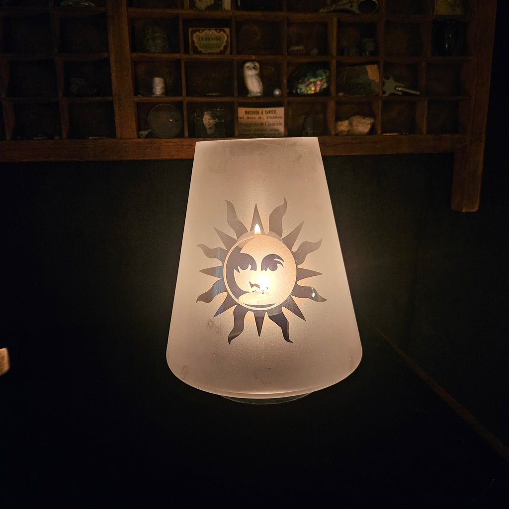 Vintage Celestial Whimsigoth Frosted Sun Lamp Light