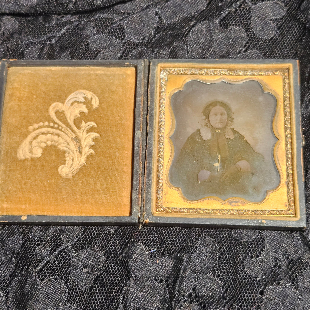 Antique Woman in Mourning Ambrotype Framed Portrait