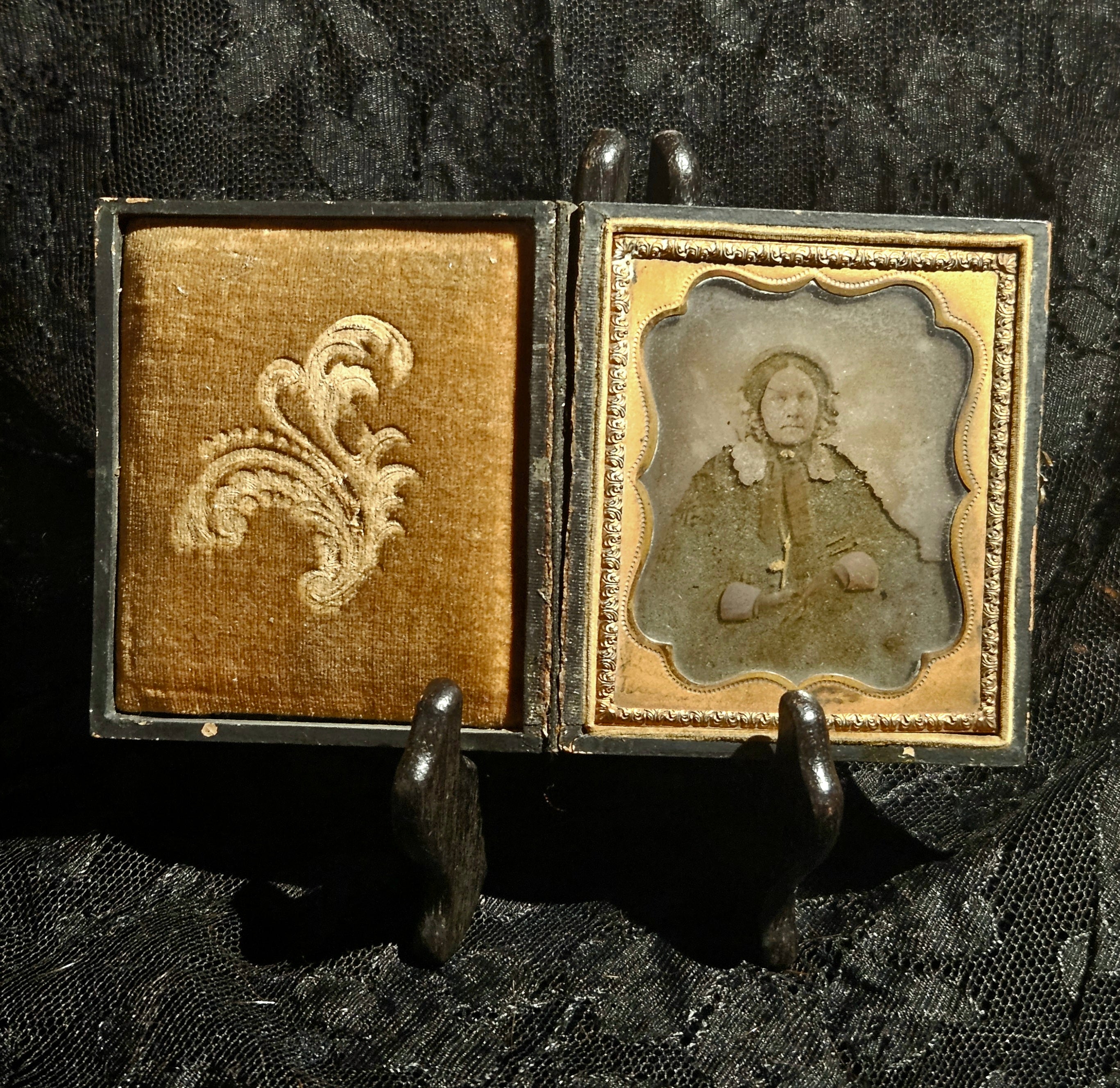 Antique Woman in Mourning Ambrotype Framed Portrait