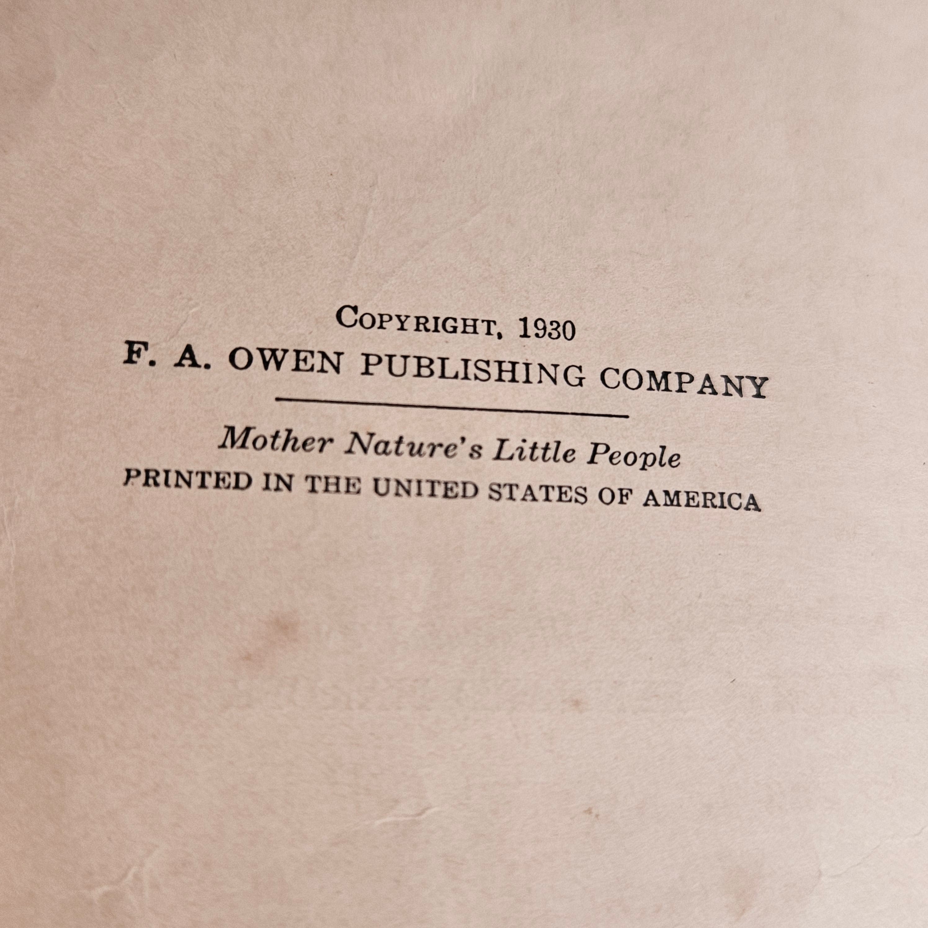 Mother Nature's Little People Antique Illustrated Storybook