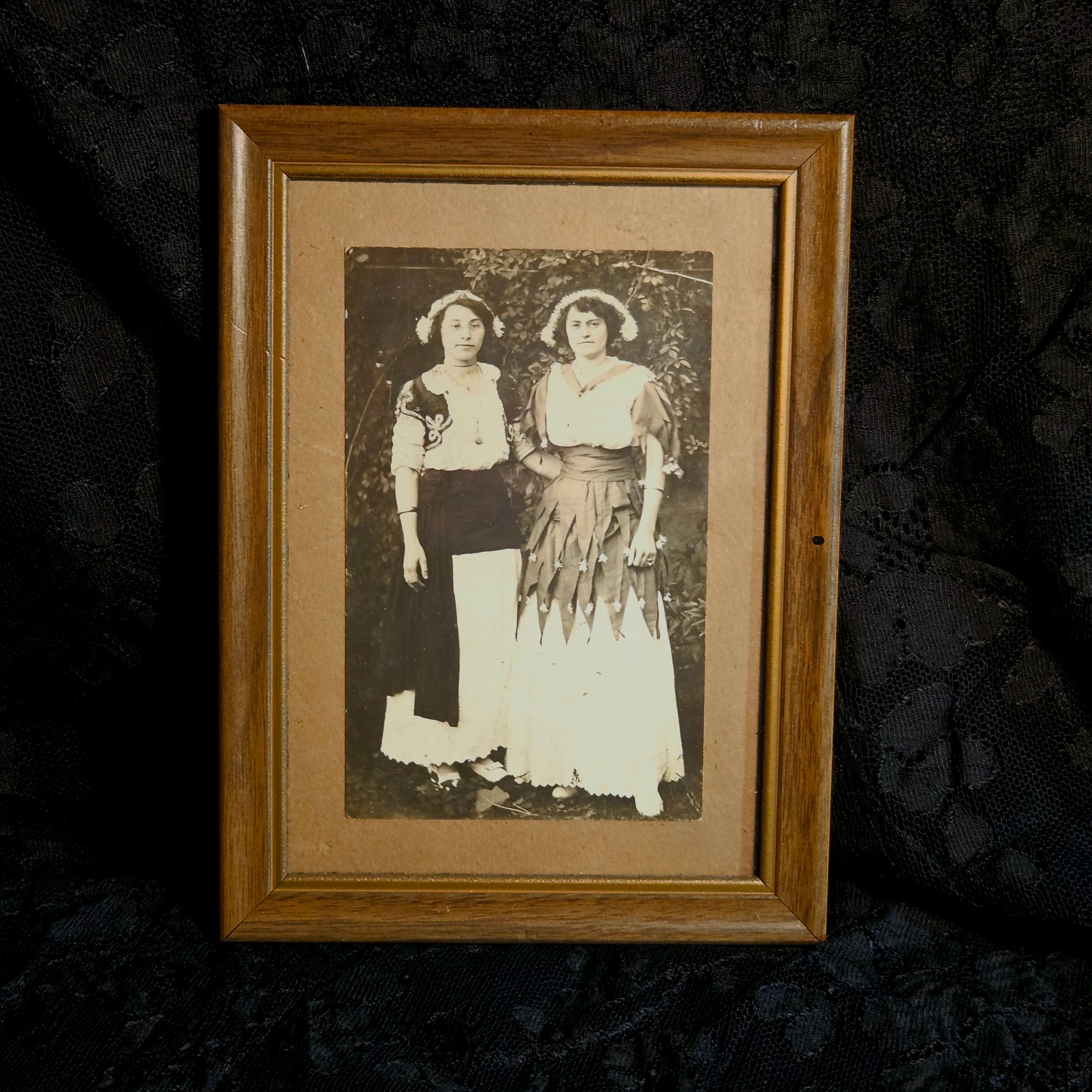Antique Costumed Women Halloween(?) Framed Photograph