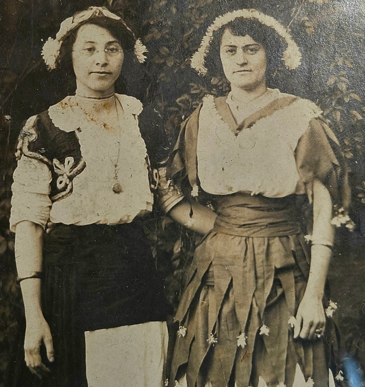 Antique Costumed Women Halloween(?) Framed Photograph
