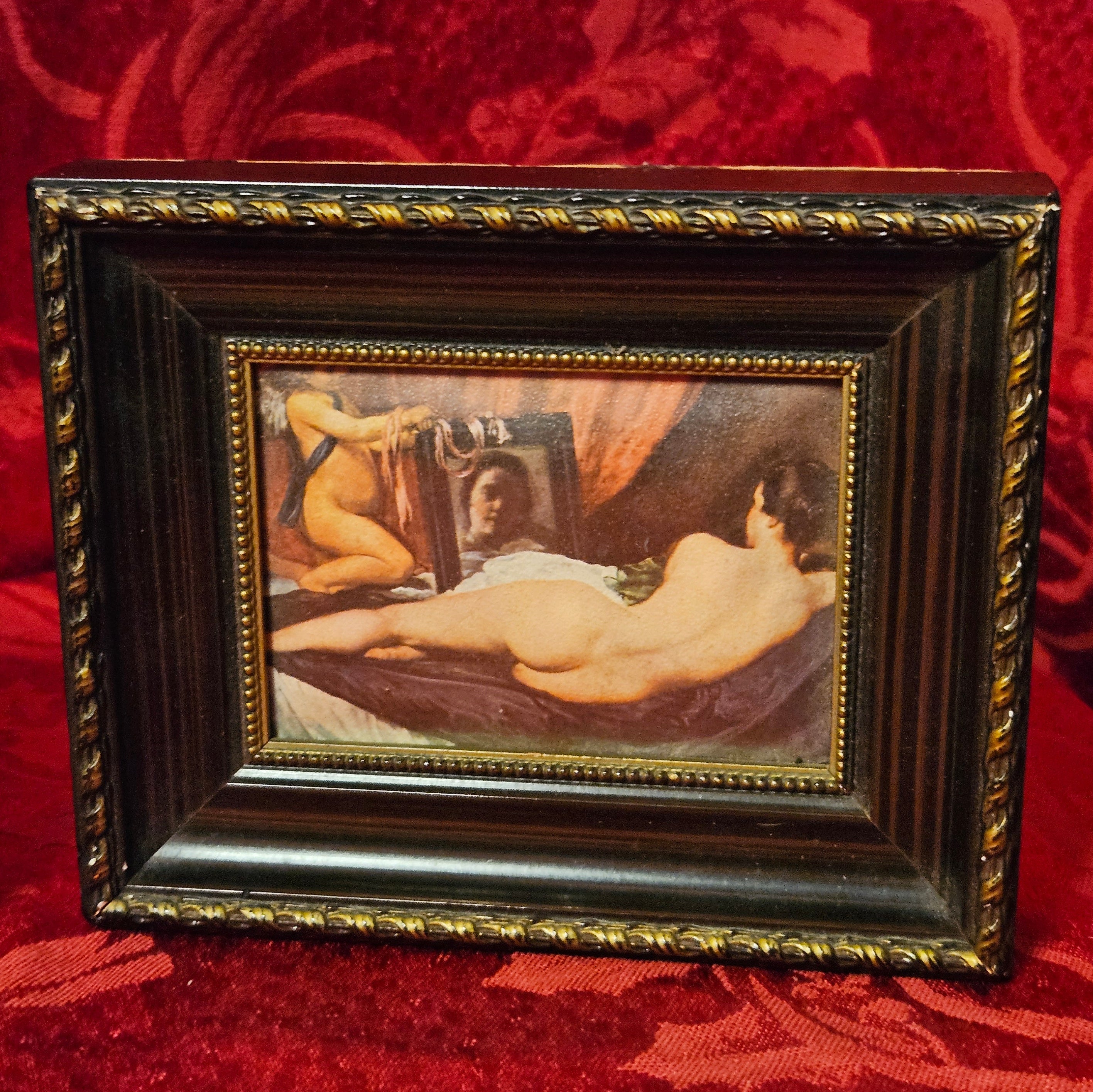 Antique Framed 'The Rokeby Venus' Goddess and Cupid Fine Art Print