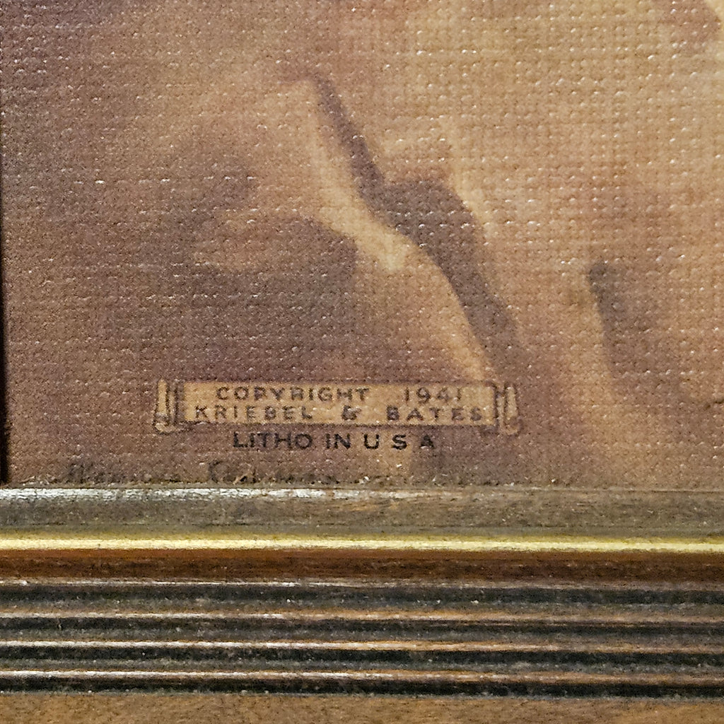 Vintage Head of Christ Framed Lithograph