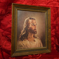 Vintage Head of Christ Framed Lithograph
