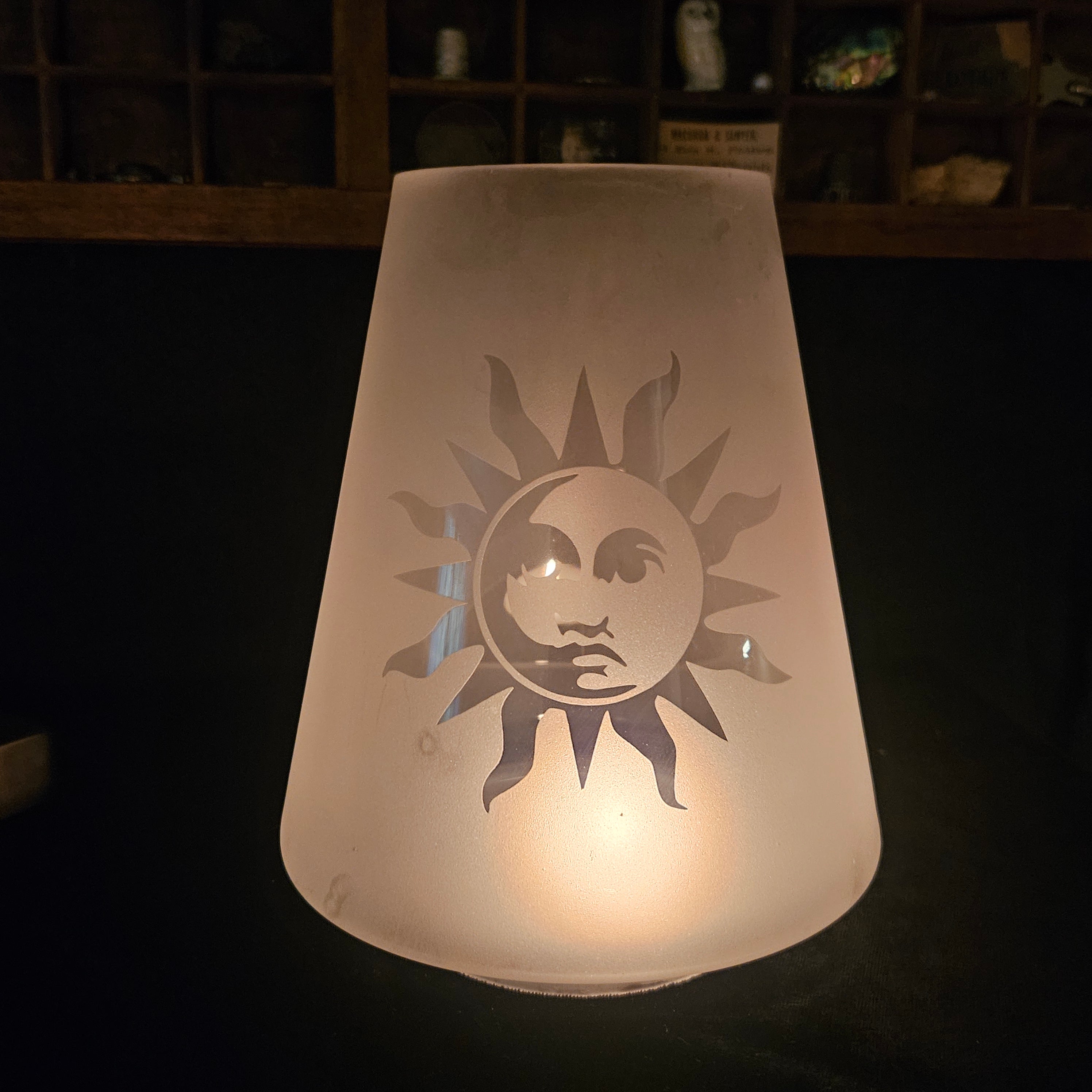 Vintage Celestial Whimsigoth Frosted Sun Lamp Light