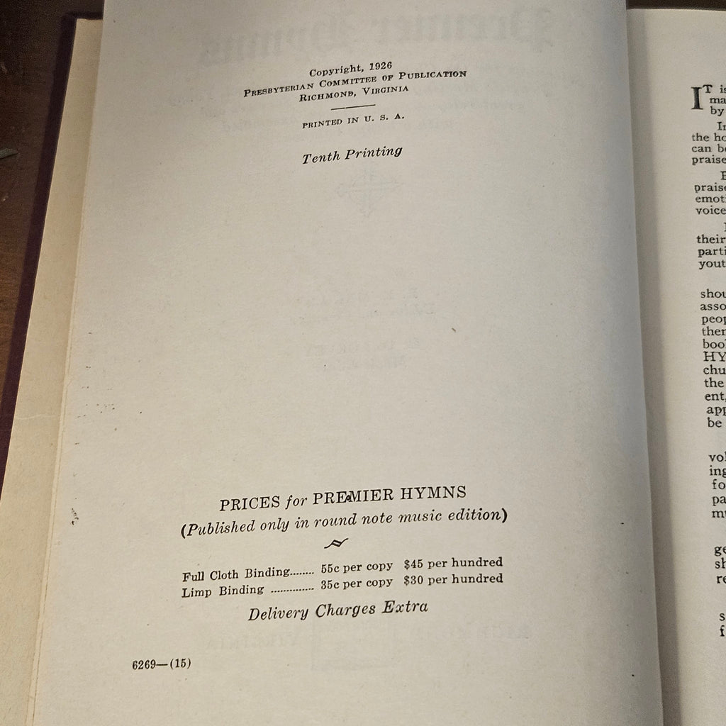 Antique 1926 Premier Hymns Gothic Hardcover