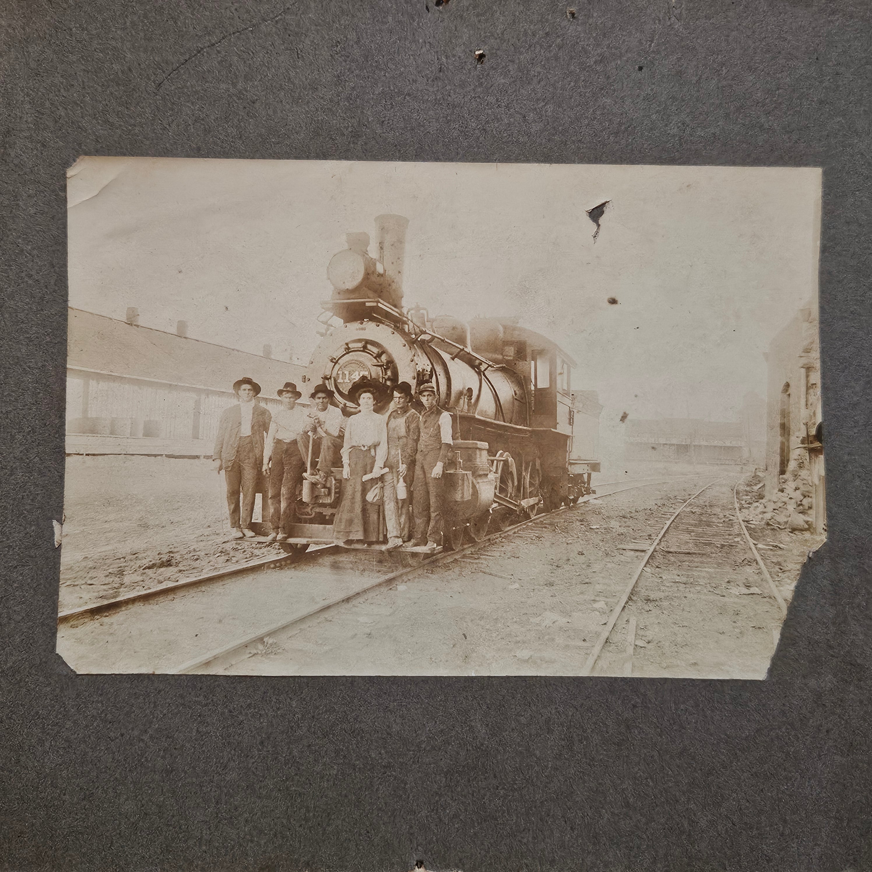 Antique 1908 Locomotive Switch Engine Train Photograph