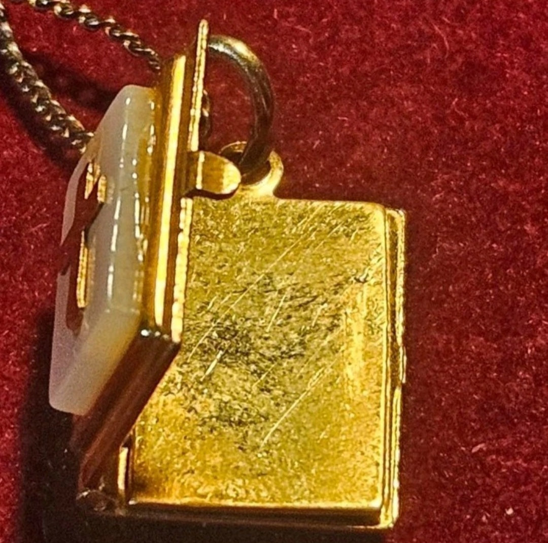 Vintage Gold & Mother of Pearl Bible Picture Locket