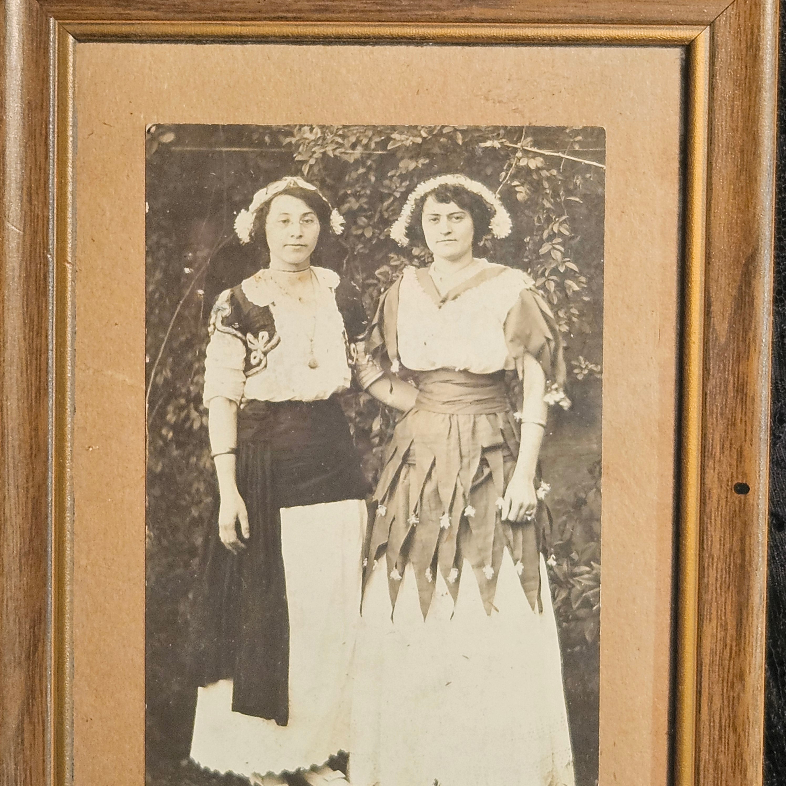 Antique Costumed Women Halloween(?) Framed Photograph