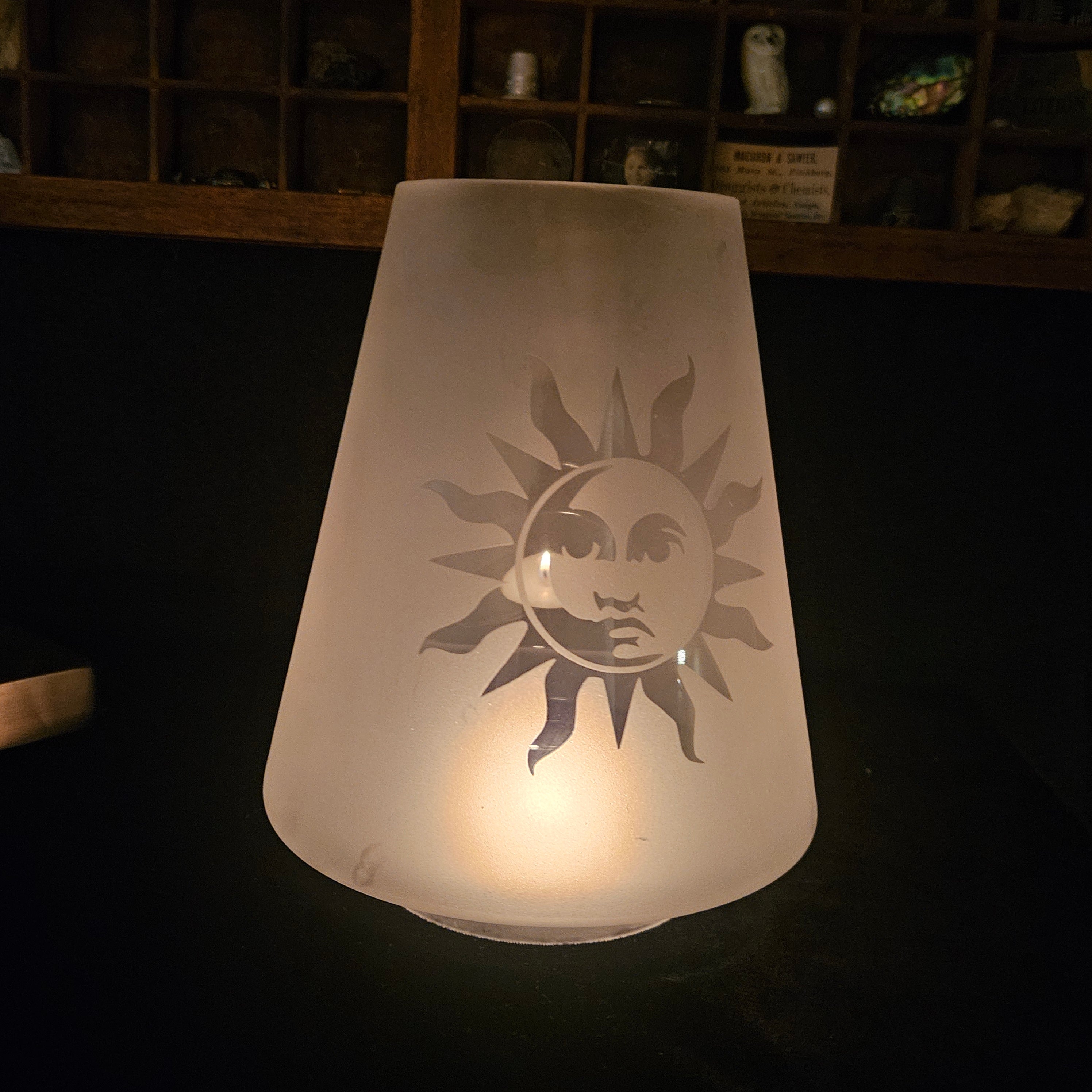Vintage Celestial Whimsigoth Frosted Sun Lamp Light