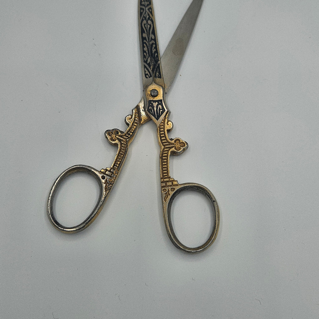 Ornate Vintage Damascene Dressmaker's Scissors