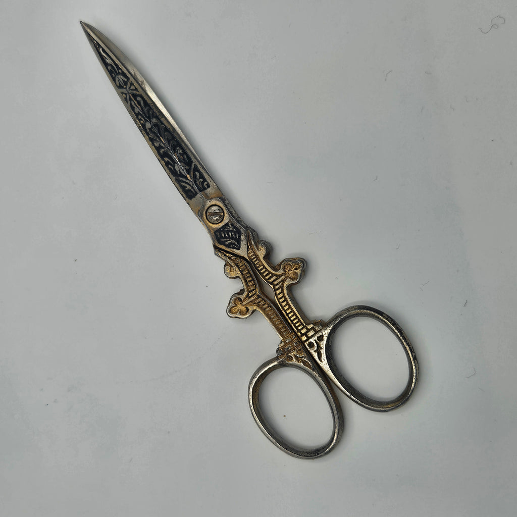 Ornate Vintage Damascene Dressmaker's Scissors