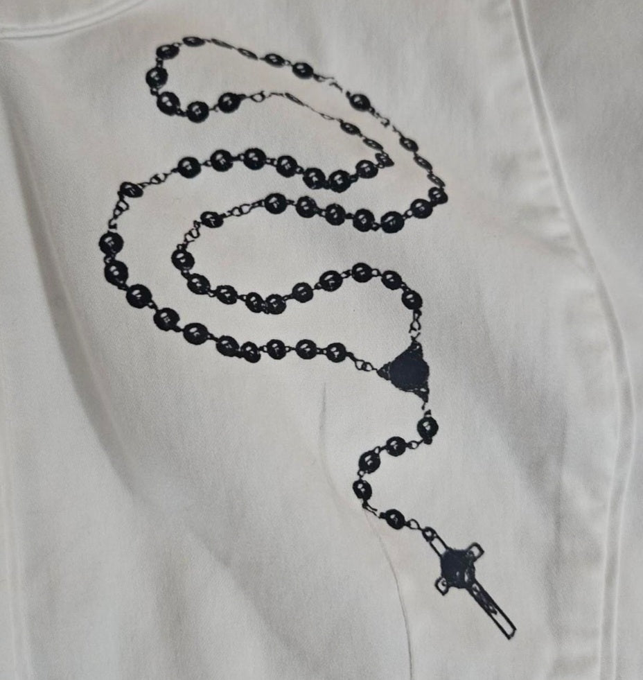 Vintage White Collared Rosary Blouse