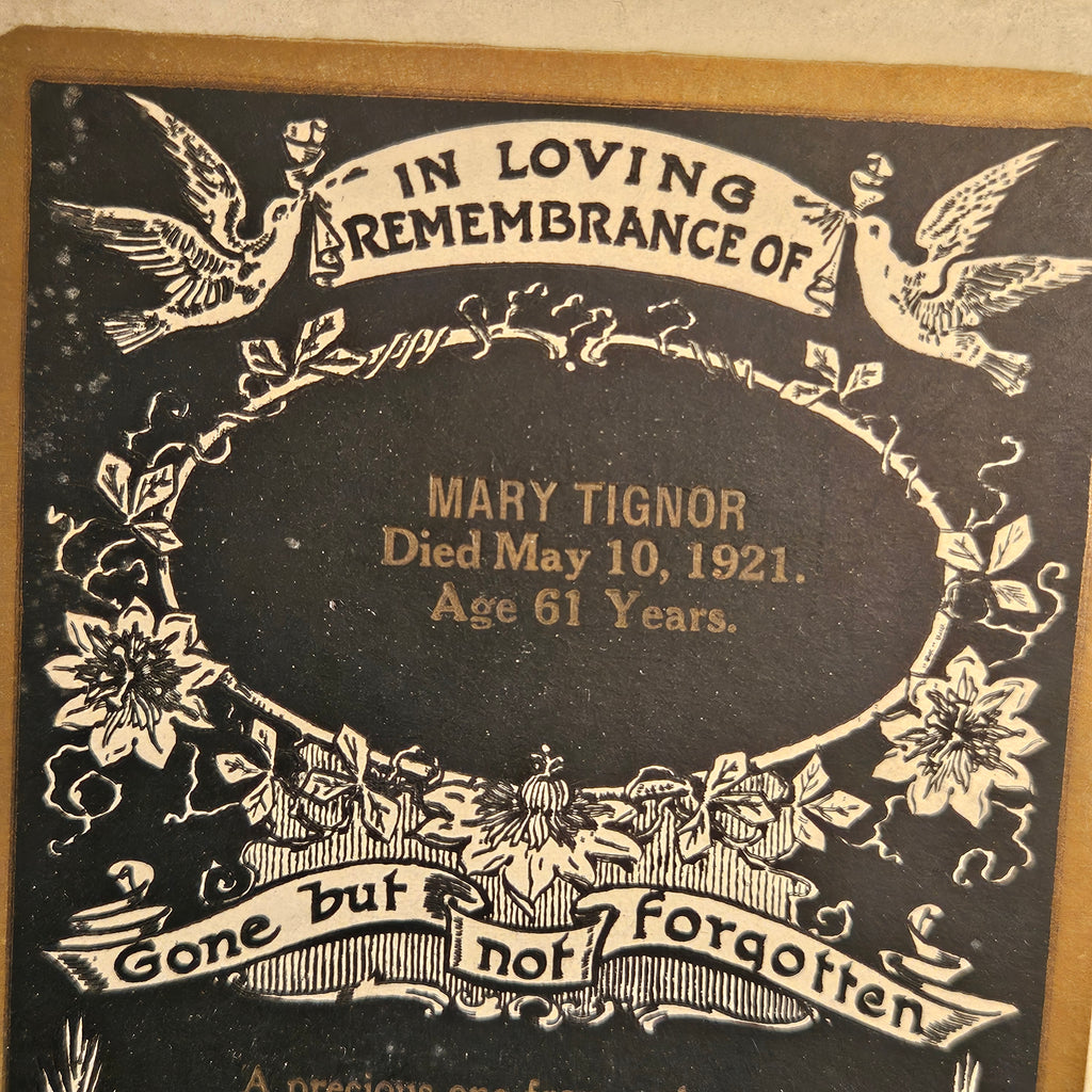 Antique Funeral Mourning Cabinet Card: Mary Tignor