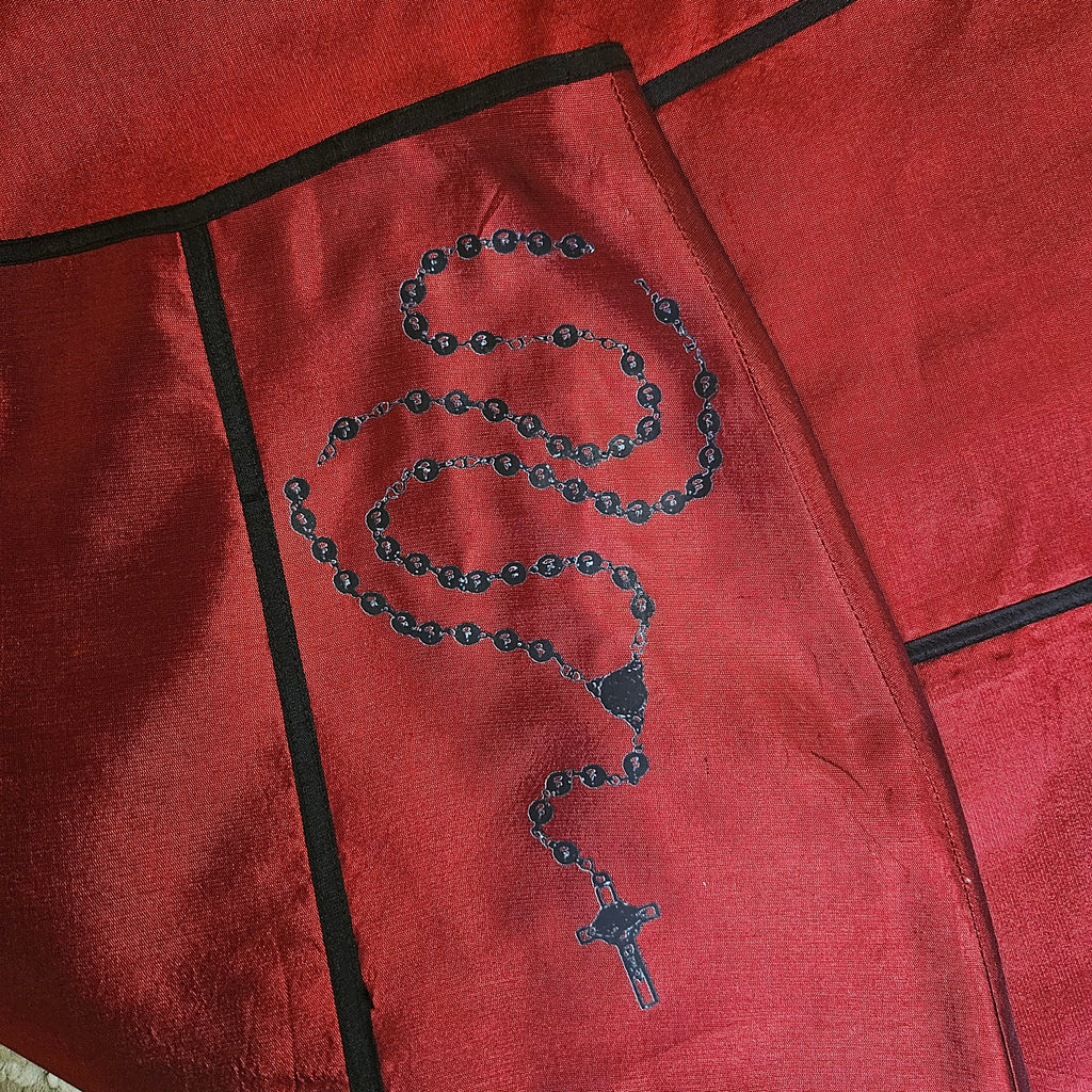 Vintage Broken Rosary Print Silk Skirt