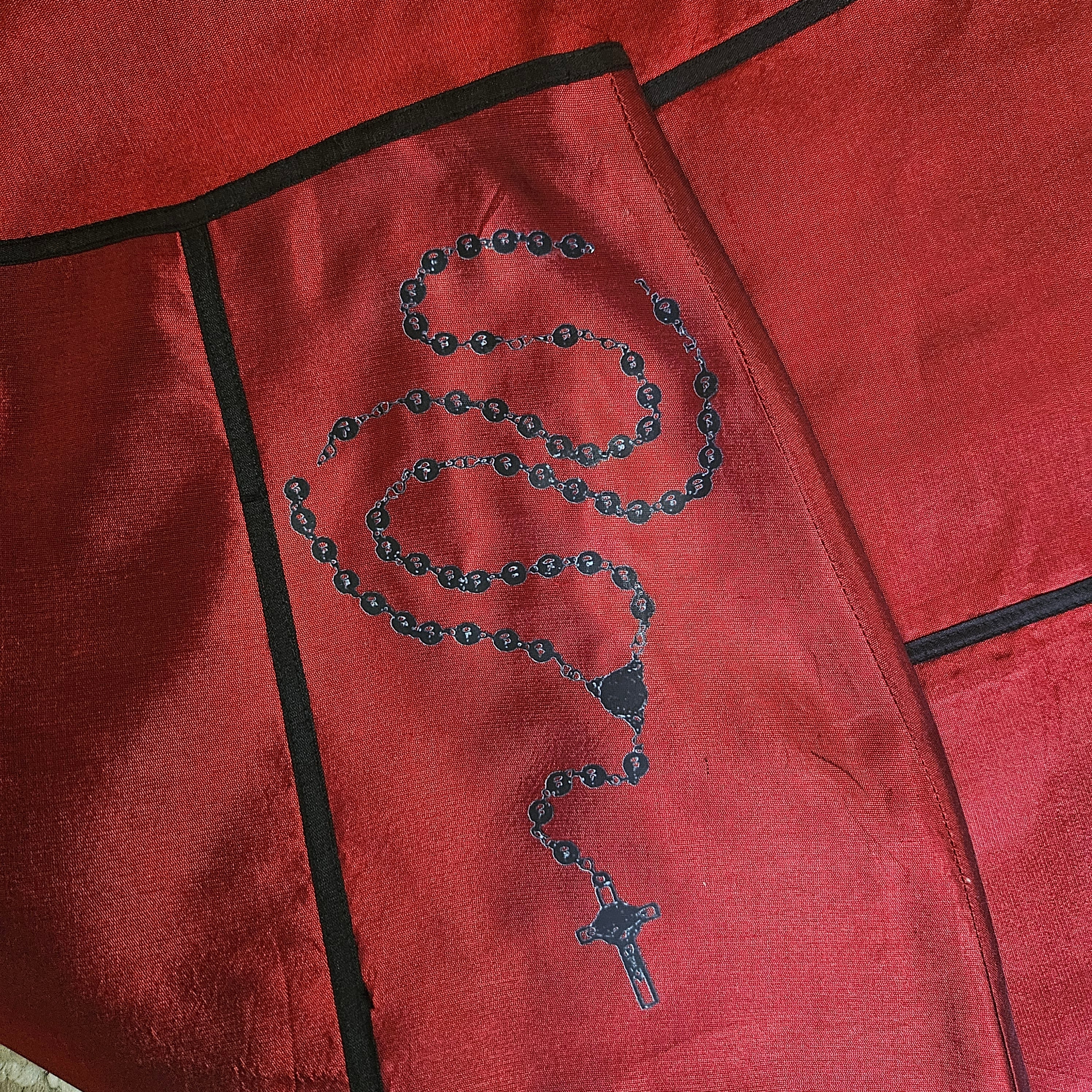 Vintage Broken Rosary Print Silk Skirt