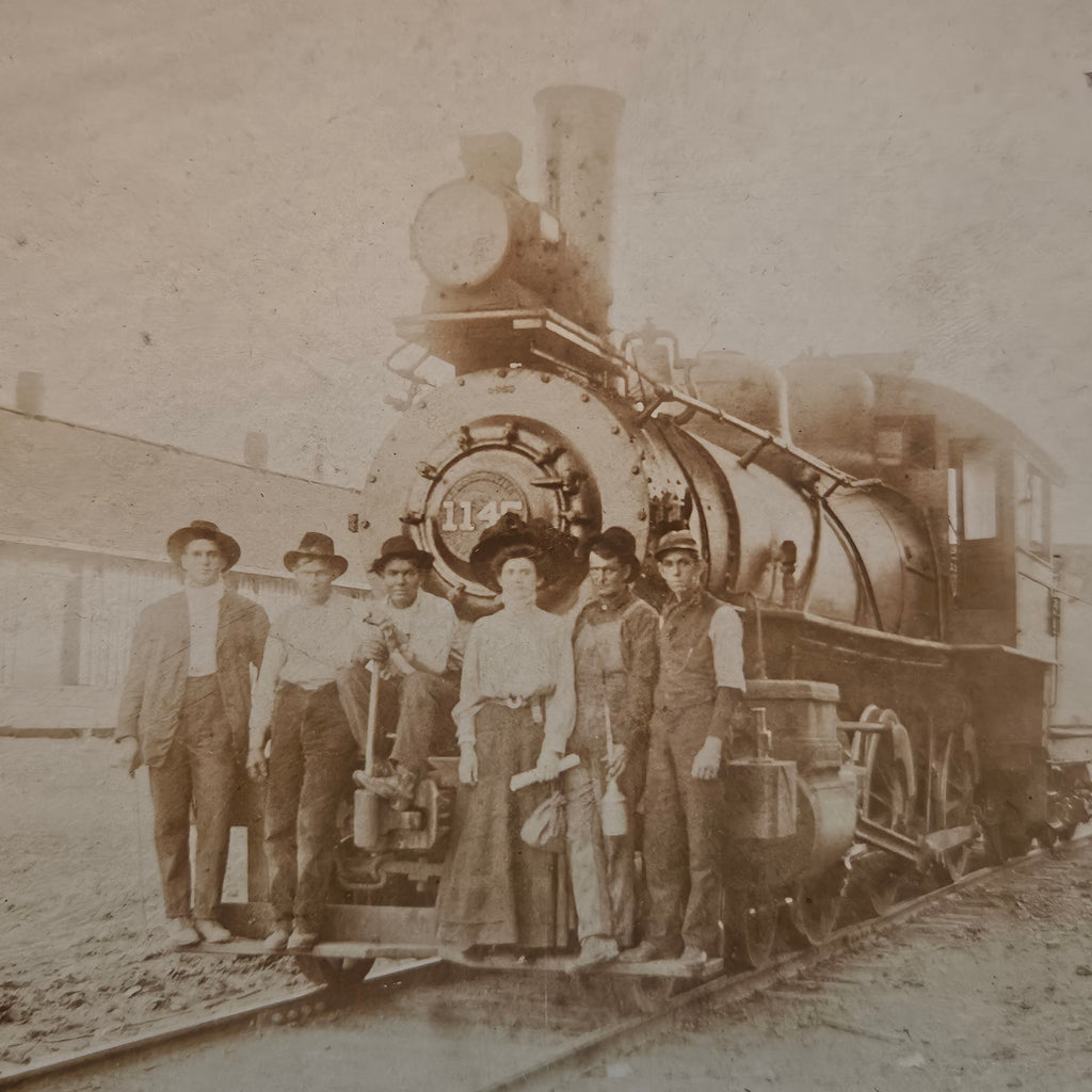 Antique 1908 Locomotive Switch Engine Train Photograph
