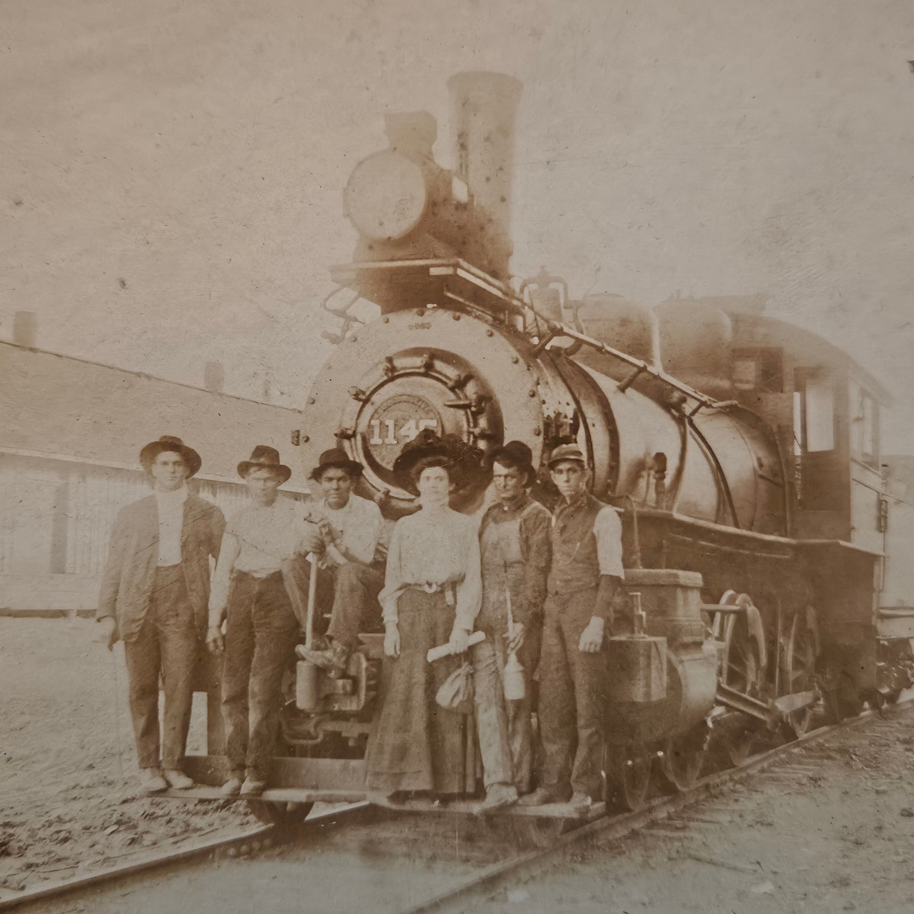 Antique 1908 Locomotive Switch Engine Train Photograph