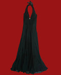 Vintage Black Silk Cross Detail Halter Dress