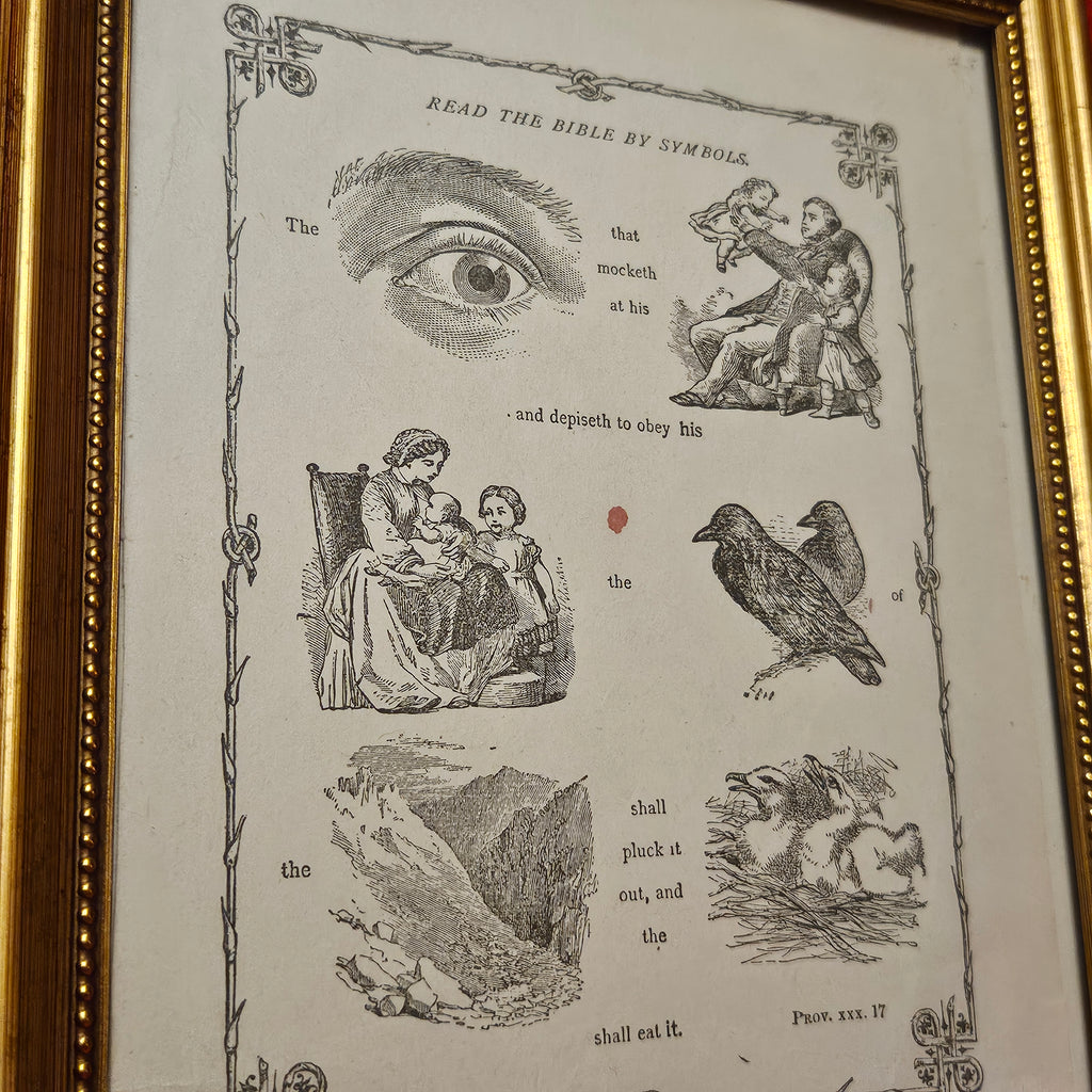 Antique 'Bible in Symbols' Framed Print