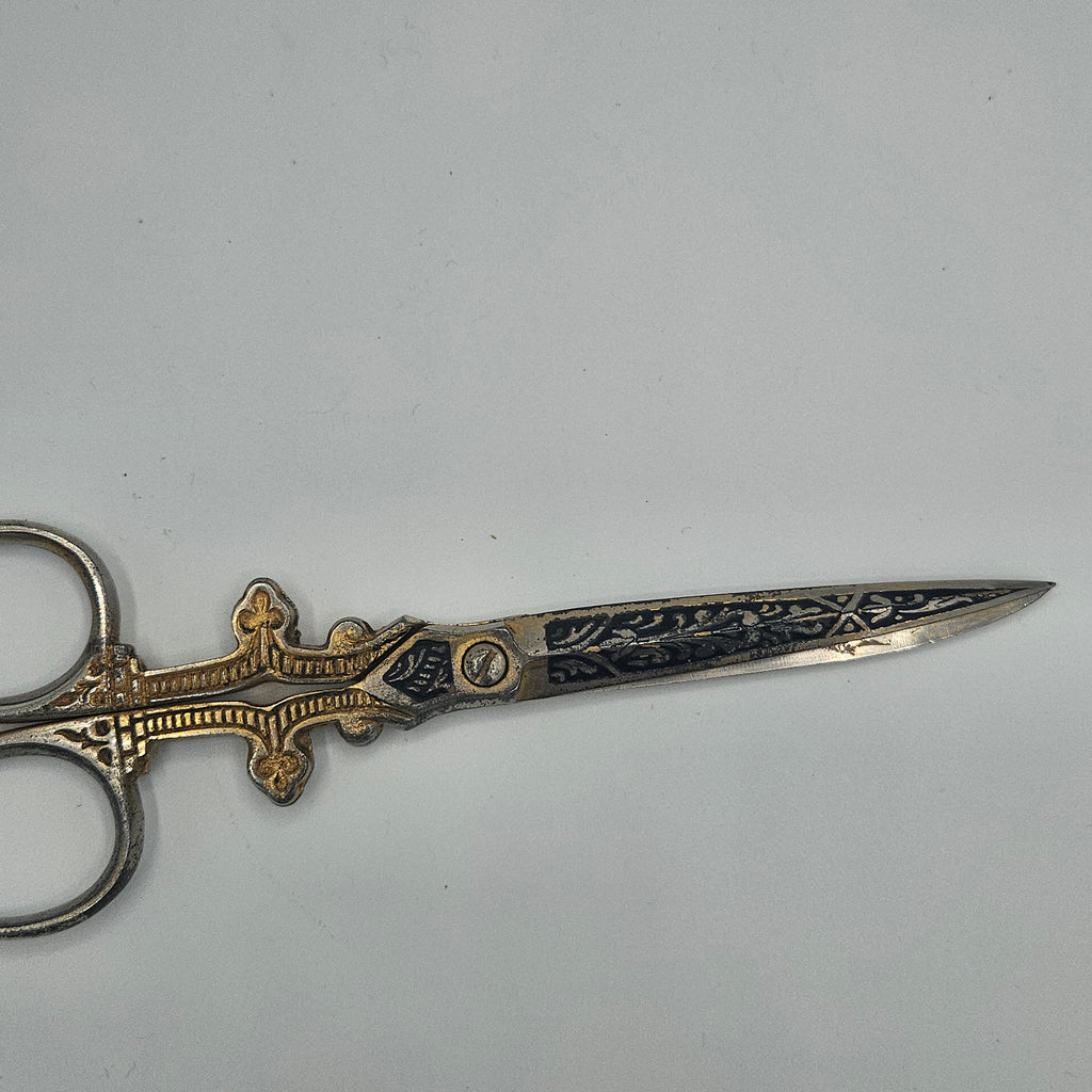 Ornate Vintage Damascene Dressmaker's Scissors
