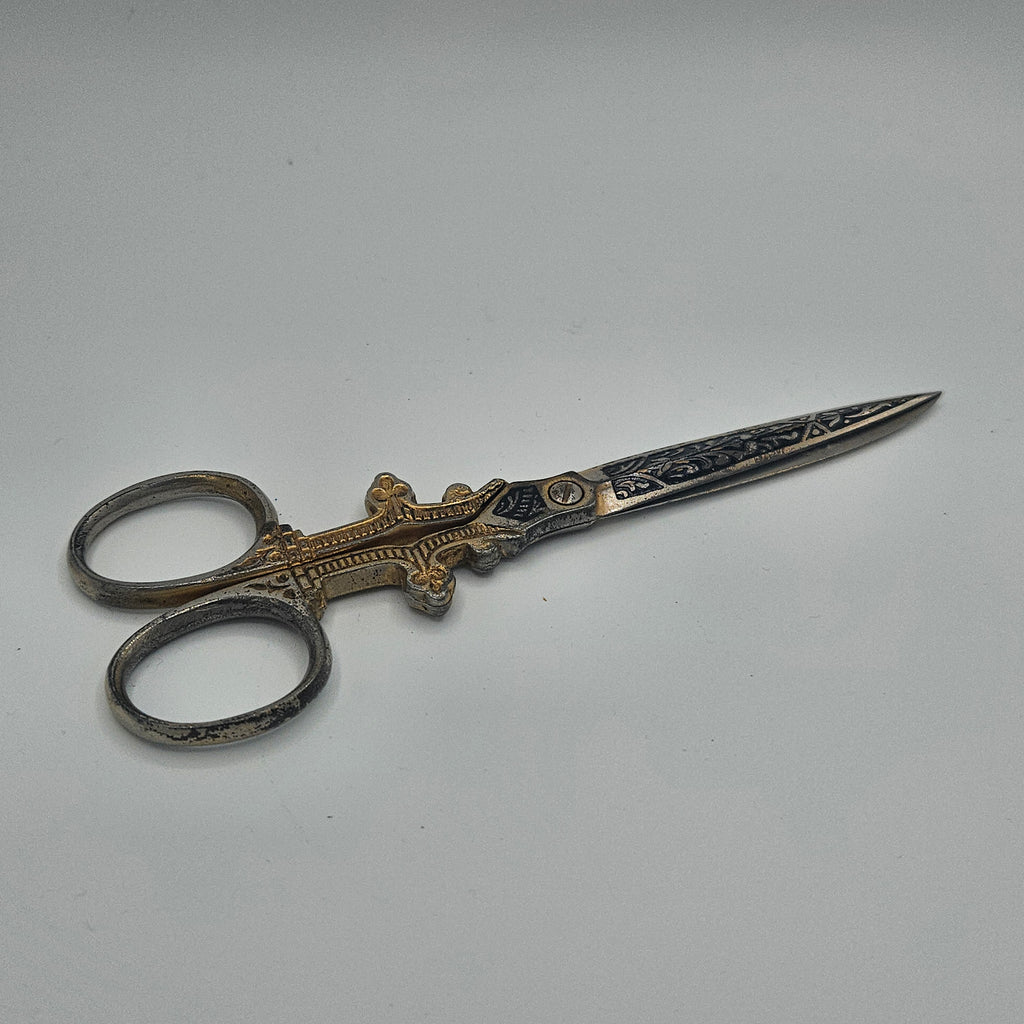 Ornate Vintage Damascene Dressmaker's Scissors
