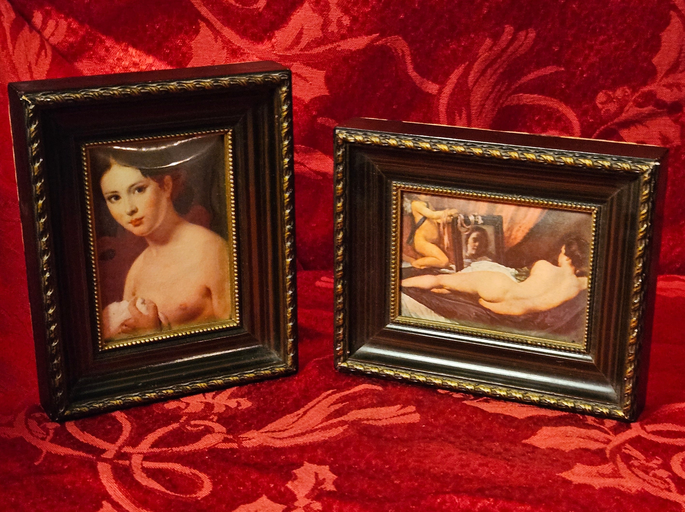 Antique Framed 'The Rokeby Venus' Goddess and Cupid Fine Art Print