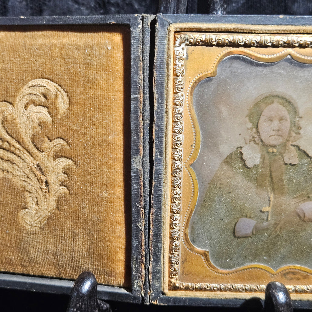 Antique Woman in Mourning Ambrotype Framed Portrait
