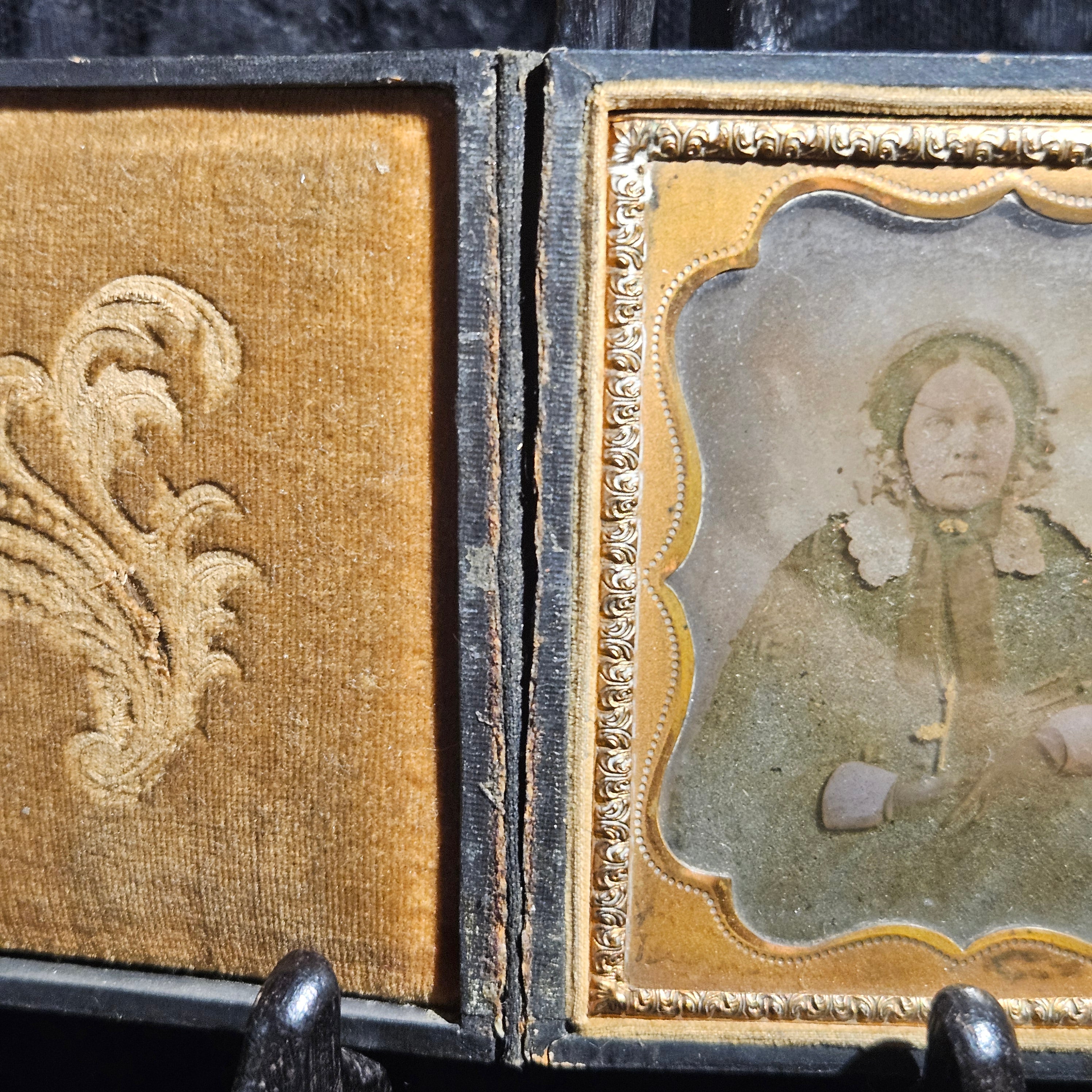 Antique Woman in Mourning Ambrotype Framed Portrait