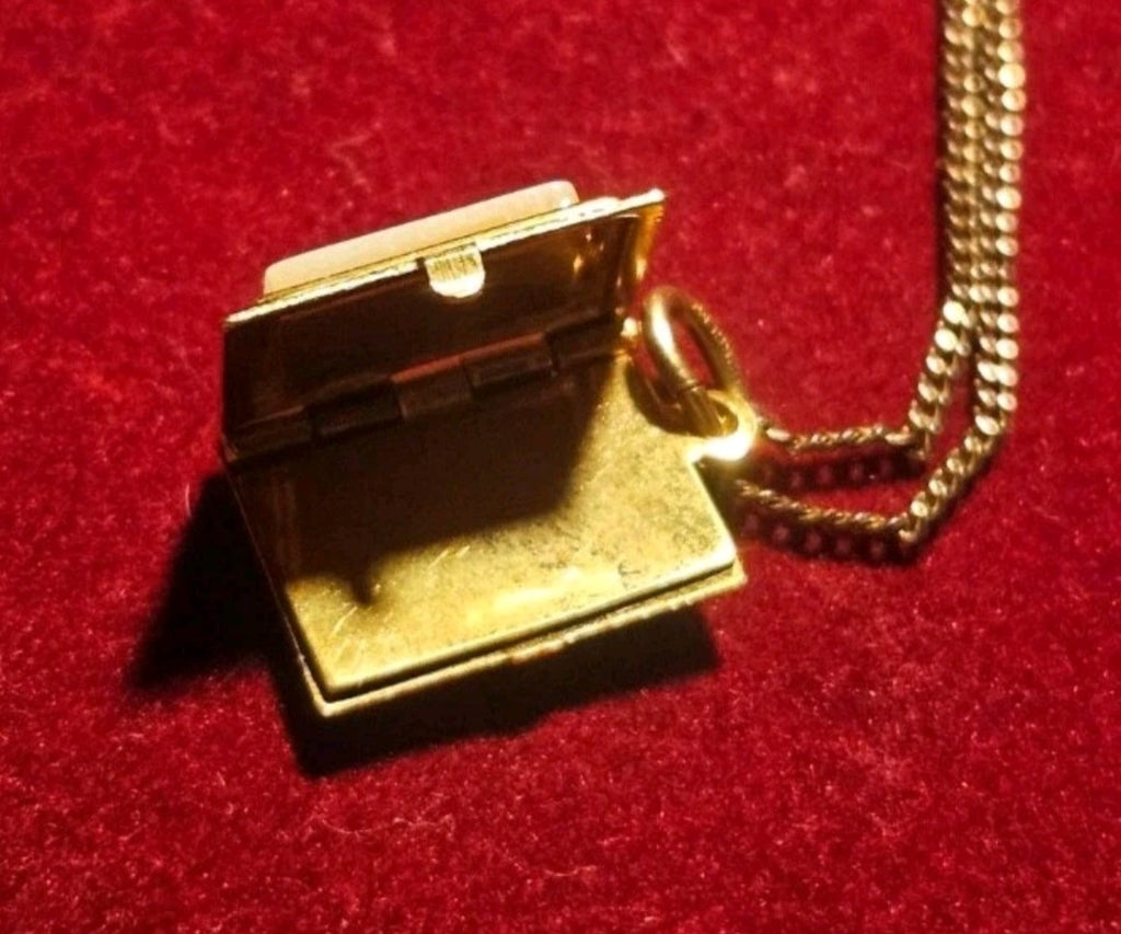Vintage Gold & Mother of Pearl Bible Picture Locket
