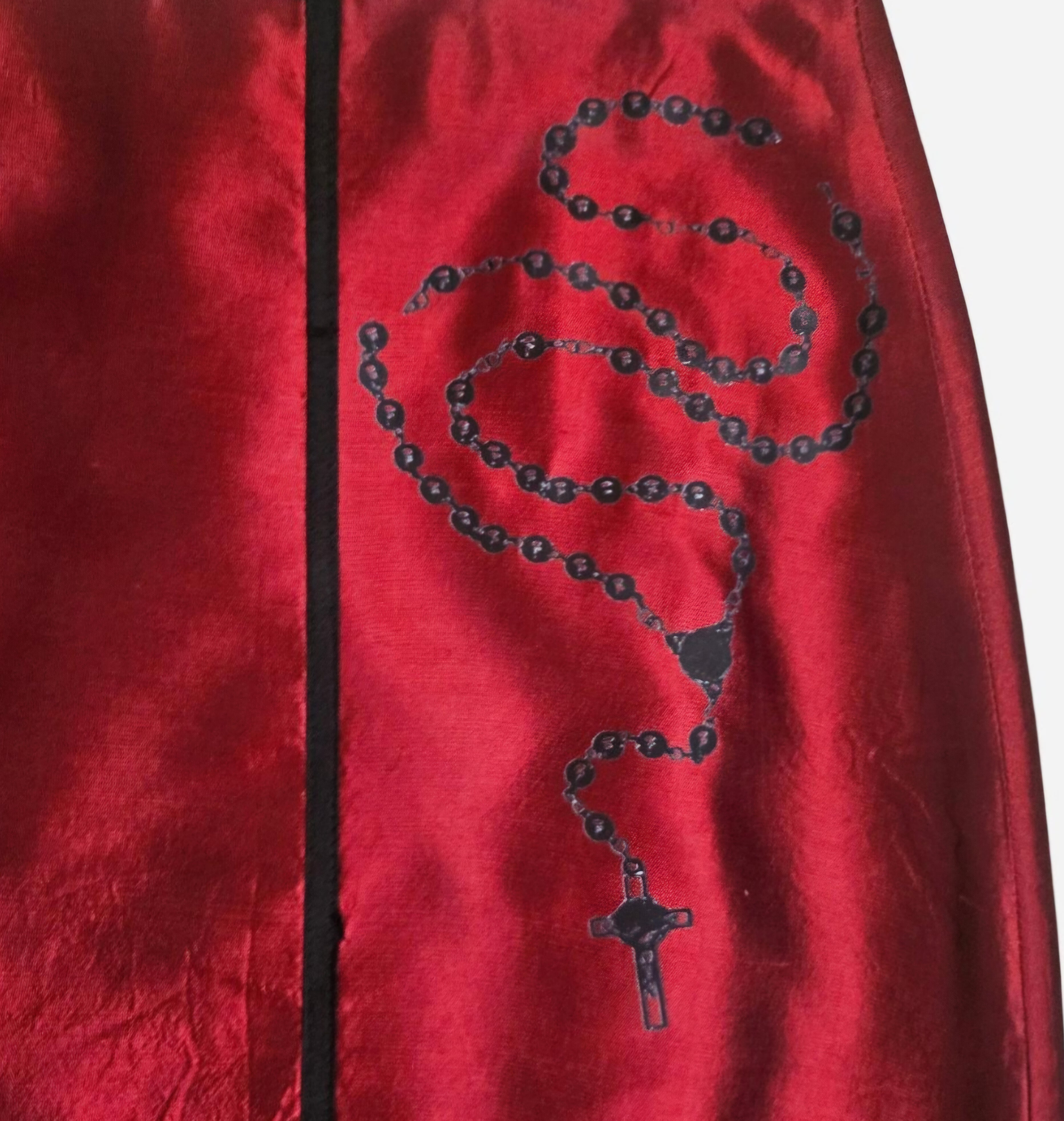 Vintage Broken Rosary Print Silk Skirt