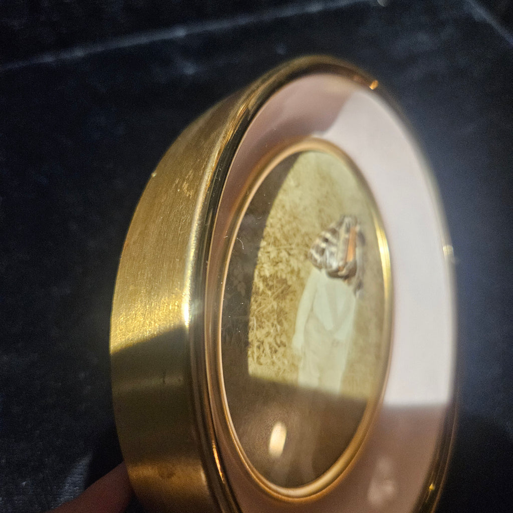 Antique Photograph & Tiger Moth Gold Oval Frame Shadowbox