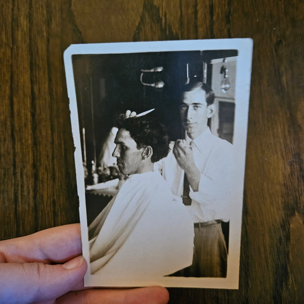 Antique 1900s Barber Photograph Postcard