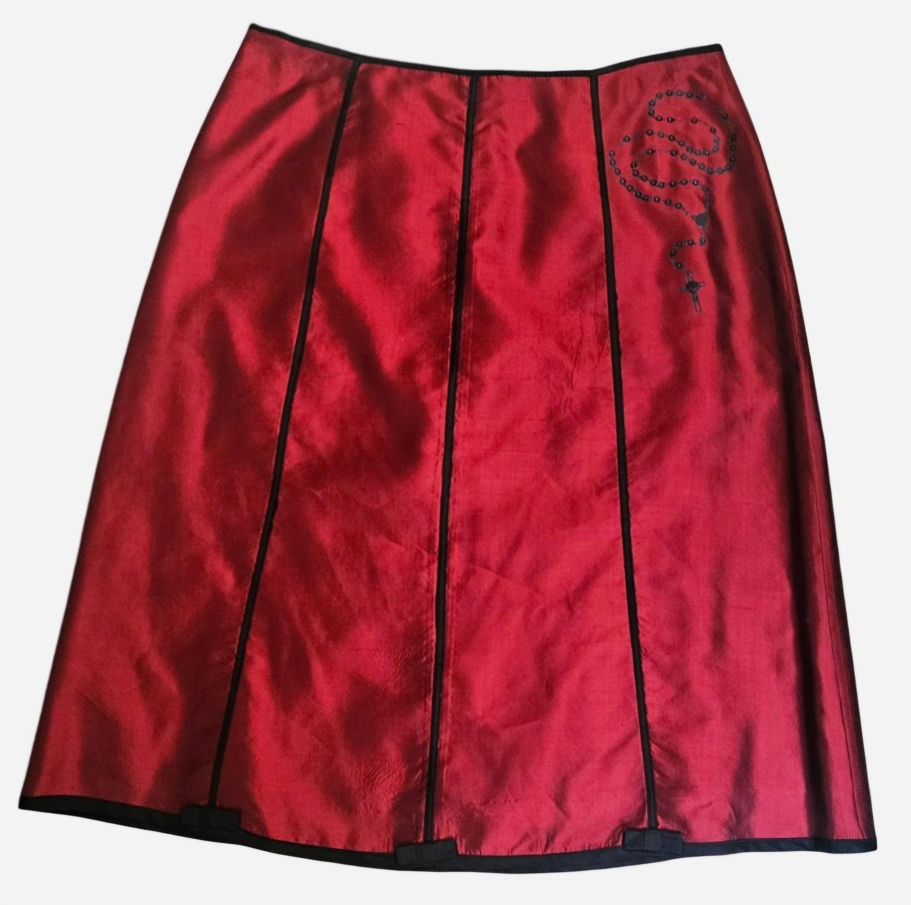 Vintage Broken Rosary Print Silk Skirt