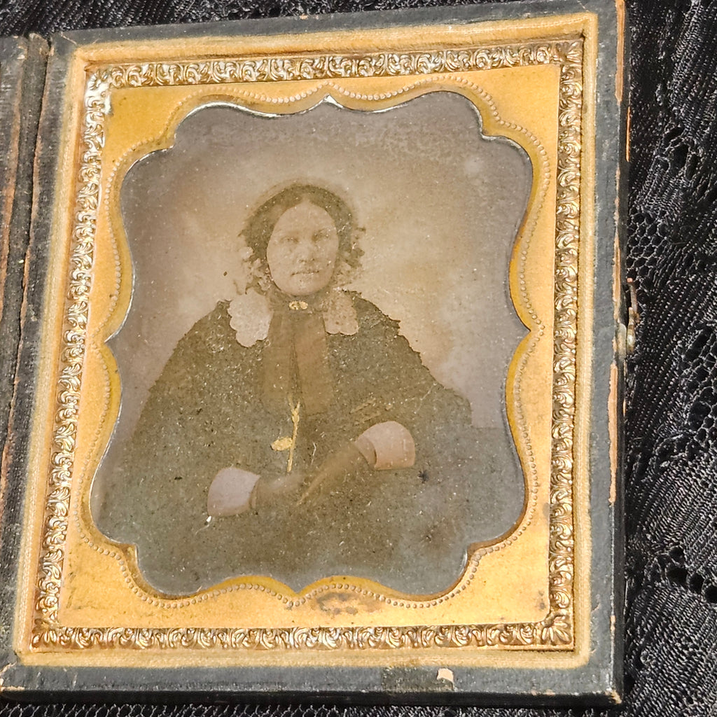 Antique Woman in Mourning Ambrotype Framed Portrait