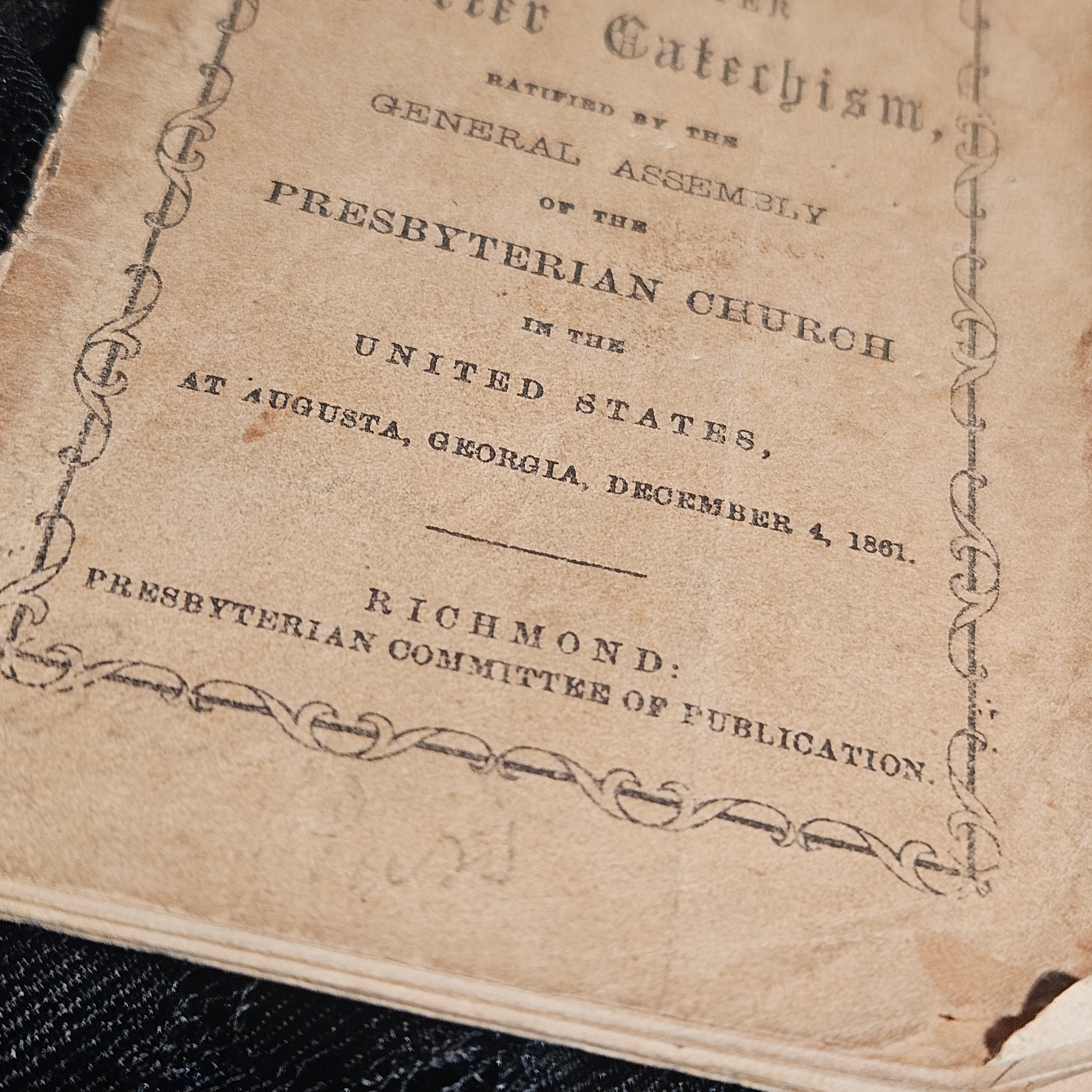 The Westminster Catechism Antique Victorian Religious Pamphlet