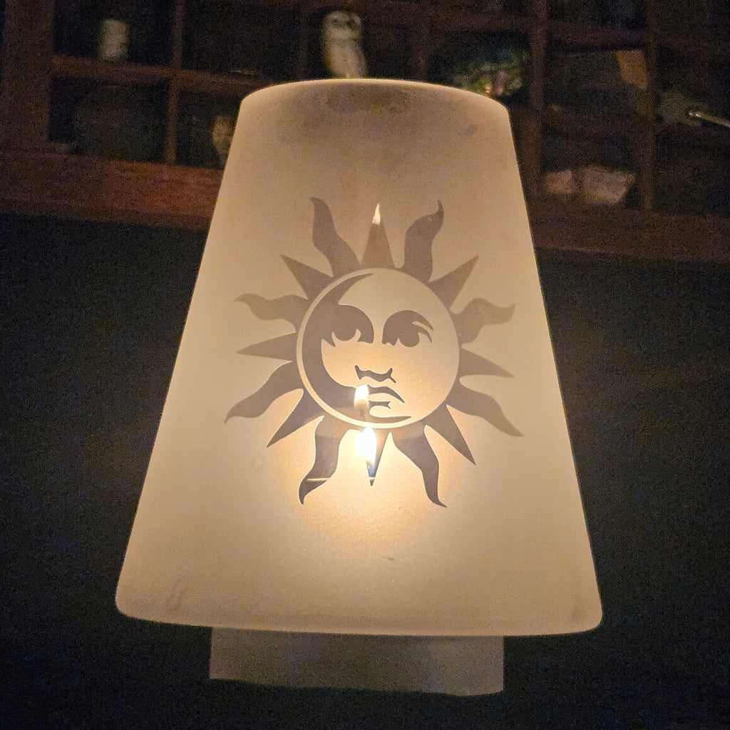 Vintage Celestial Whimsigoth Frosted Sun Lamp Light