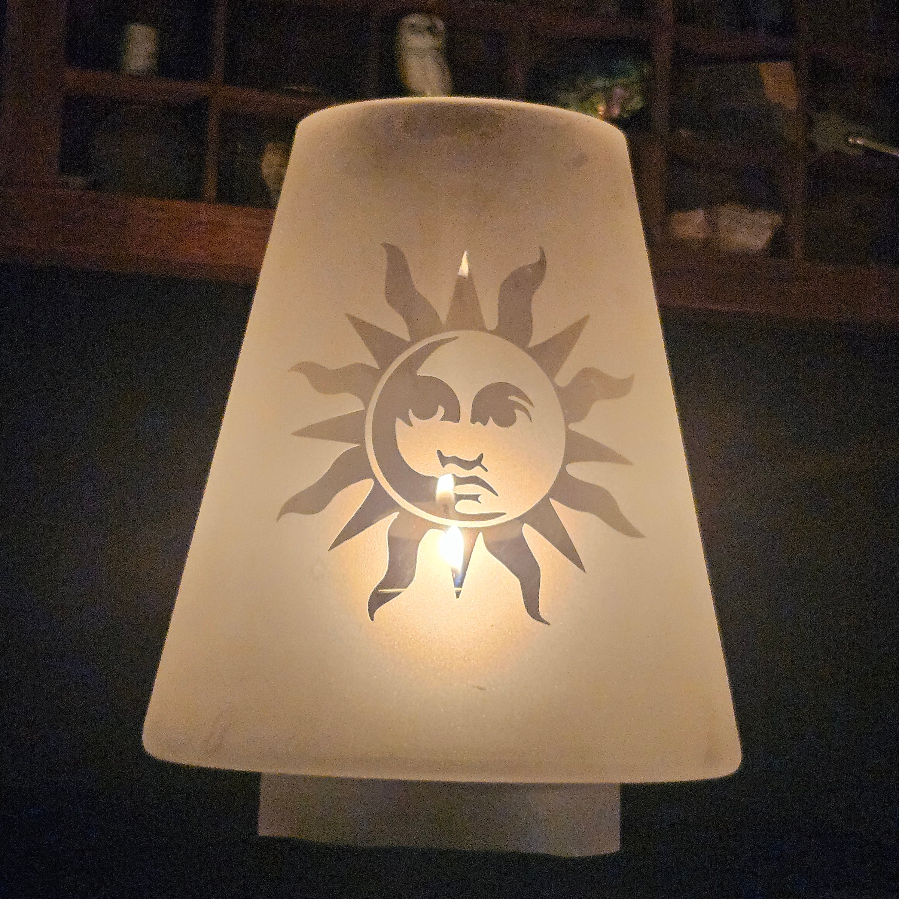 Vintage Celestial Whimsigoth Frosted Sun Lamp Light