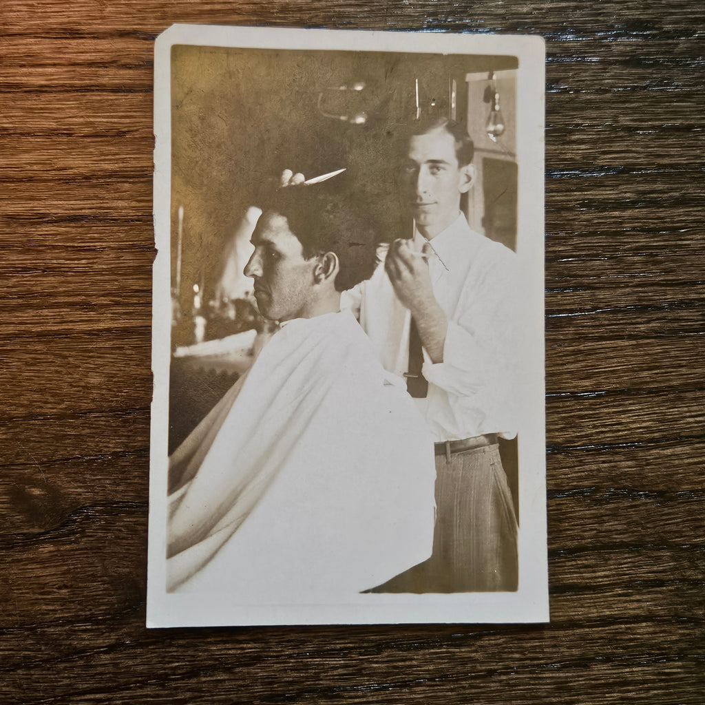 Antique 1900s Barber Photograph Postcard