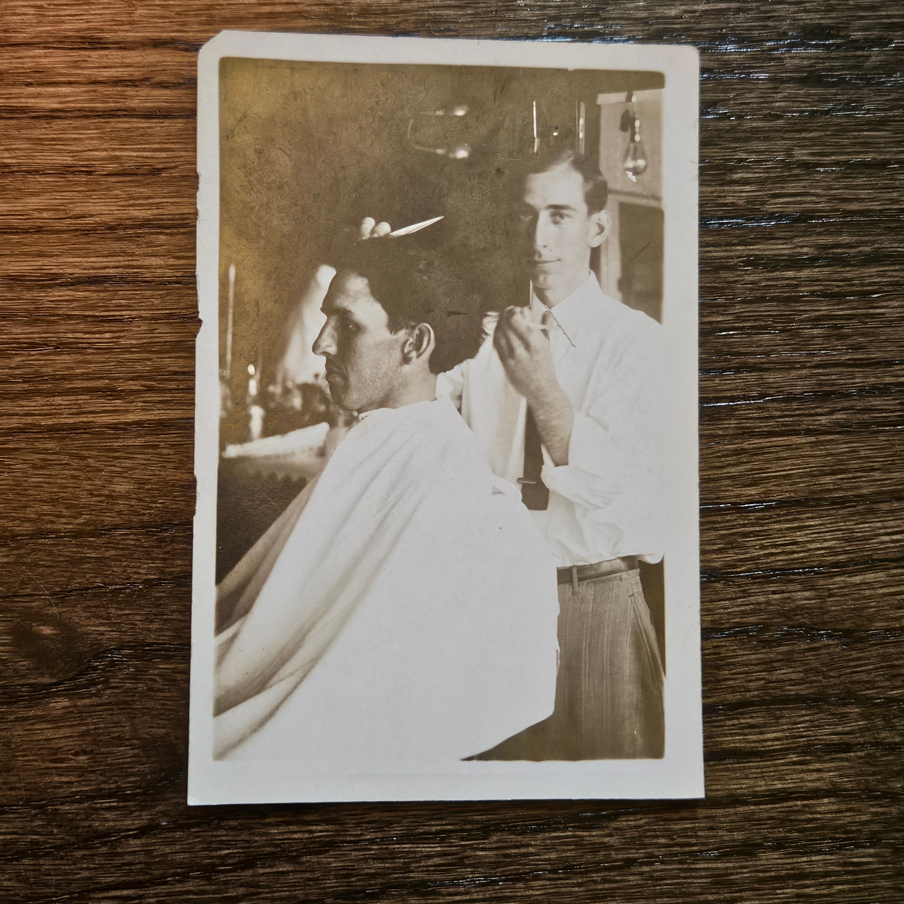 Antique 1900s Barber Photograph Postcard