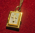 Vintage Gold & Mother of Pearl Bible Picture Locket