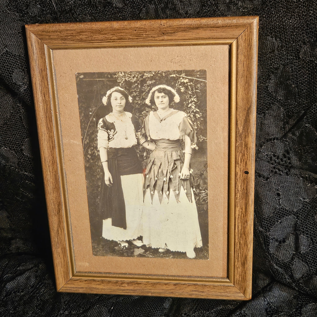 Antique Costumed Women Halloween(?) Framed Photograph