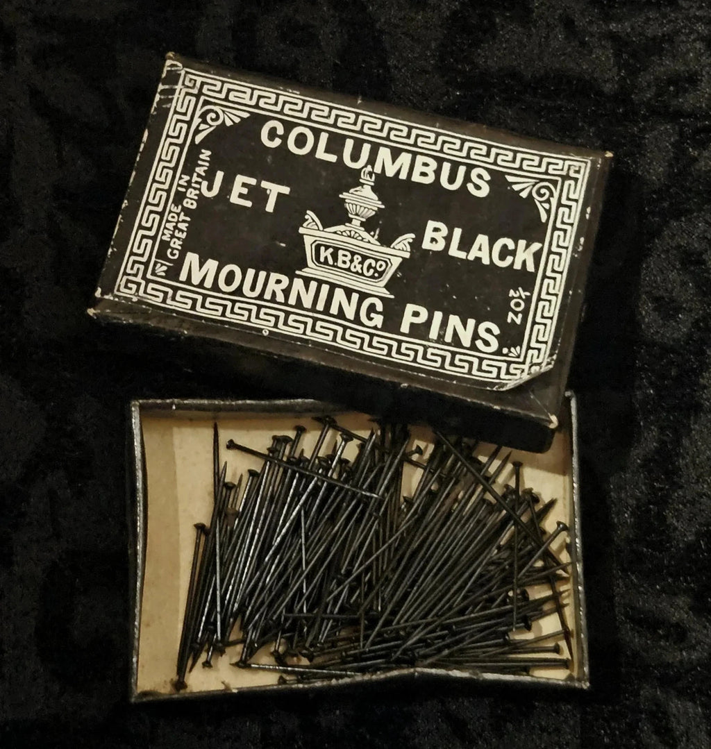 Antique Victorian Columbus Jet Black Victorian Mourning Pins