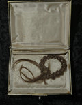 Antique Victorian Mourning Hair Braid Wreath in Vintage Black Velvet & Satin Case