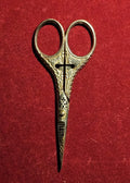 Ornate Antique Toledo Silver Sewing Scissors With Cross