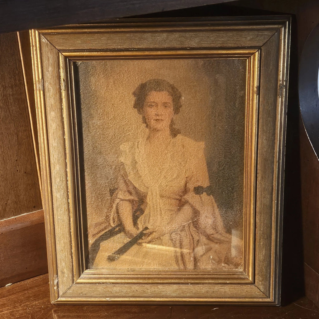 Antique 'The Squire's Lady' By Charles Bosseron Chambers Textured Portrait