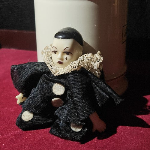 Vintage Pierrot Jester Ceramic Penny Doll Trinket