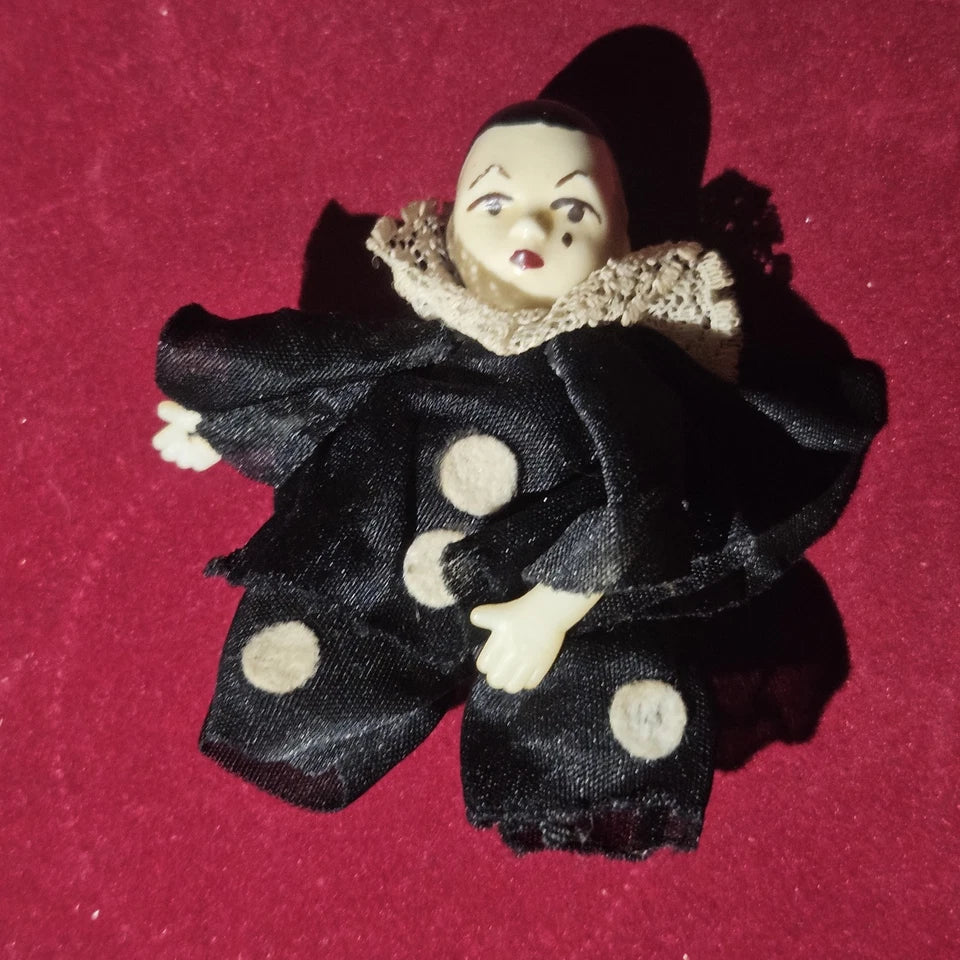 Vintage Pierrot Jester Ceramic Penny Doll Trinket