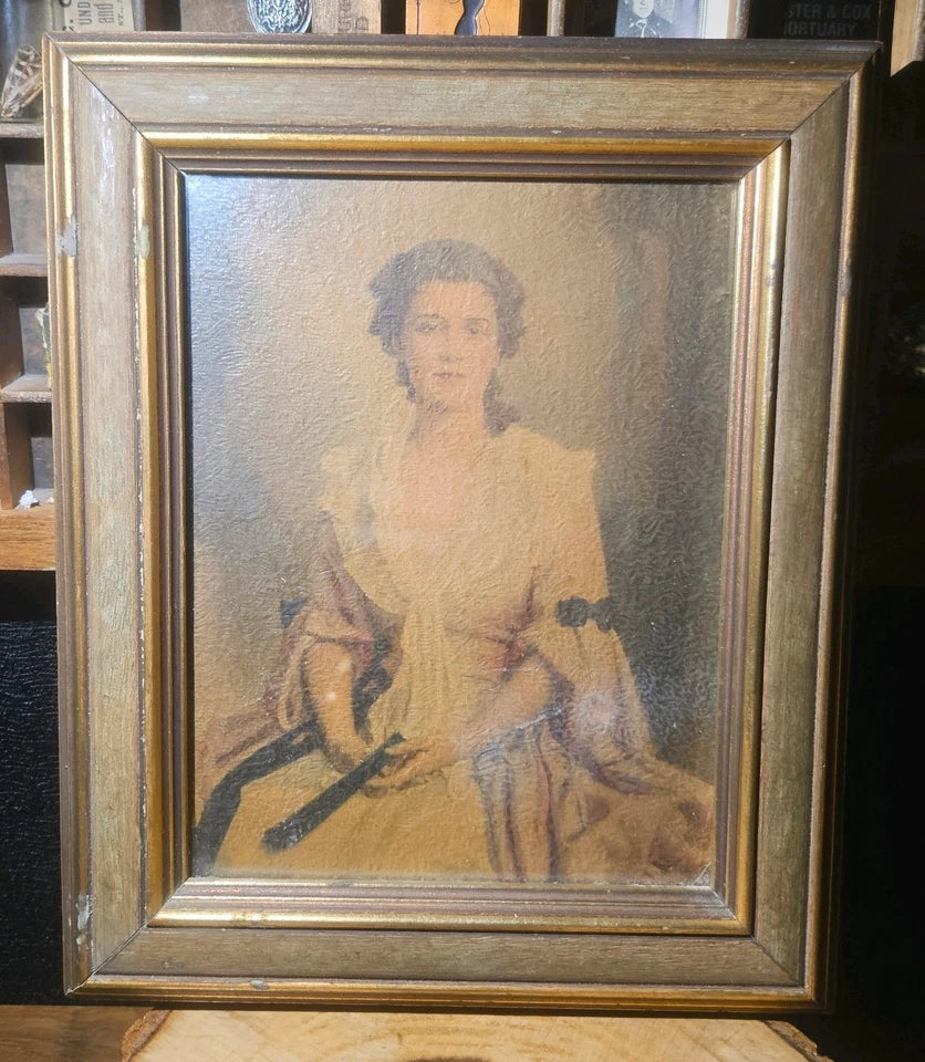 Antique 'The Squire's Lady' By Charles Bosseron Chambers Textured Portrait